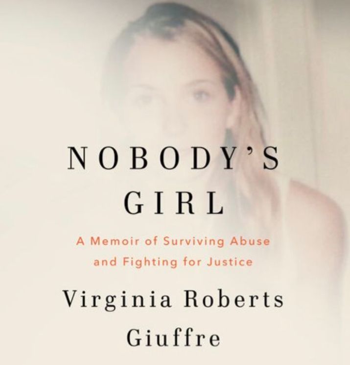 Cover of the new book Nobody's Girl by Virginia Giuffre. On it you can see a photo of the author as a teenager, with her face half faded out. 