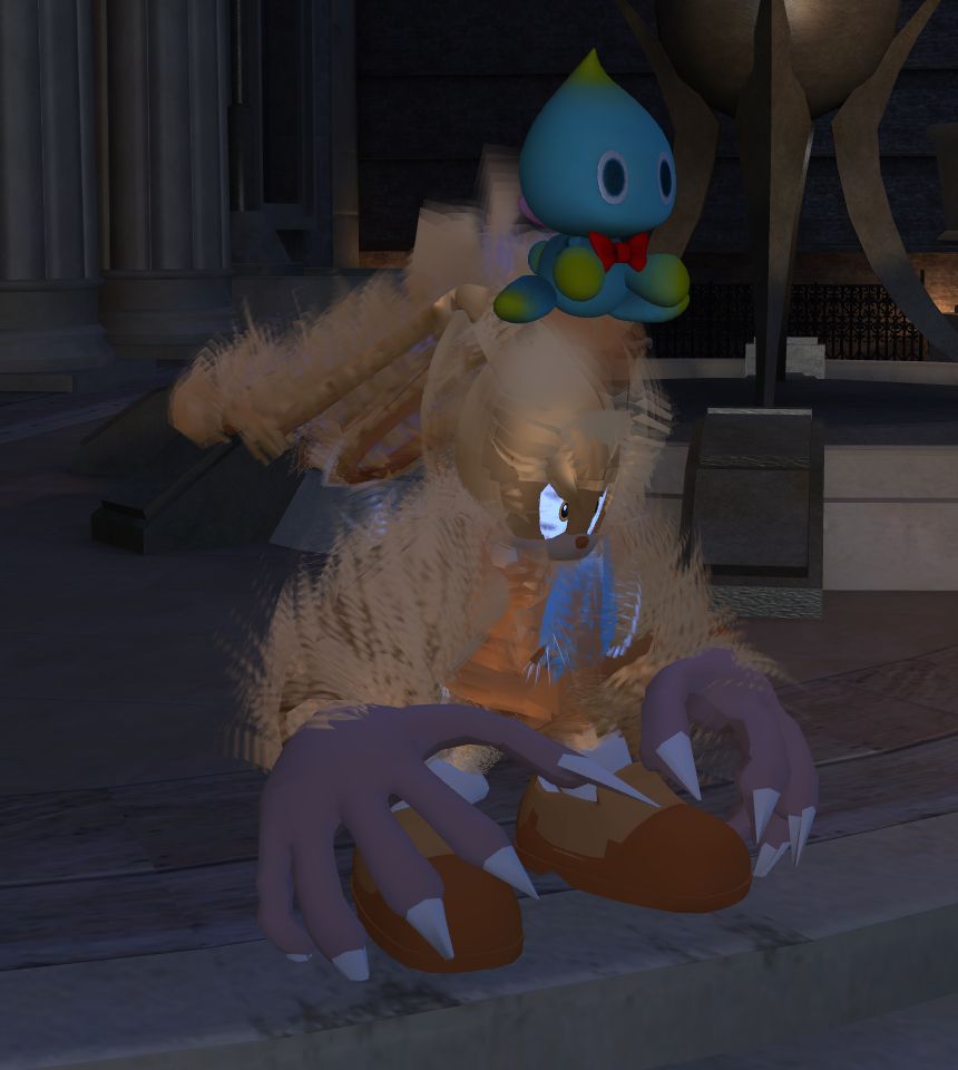 A custom Werehog Cream replacing well, the Werehog, for the nighttime stages. It's very rough but dammit, someone actually tried. Better than what I could do. Cheese is also replacing Chip. 