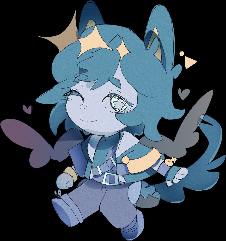 Drawing of The character Sona from SPACESONA drawn in a cute, "chibi" style.