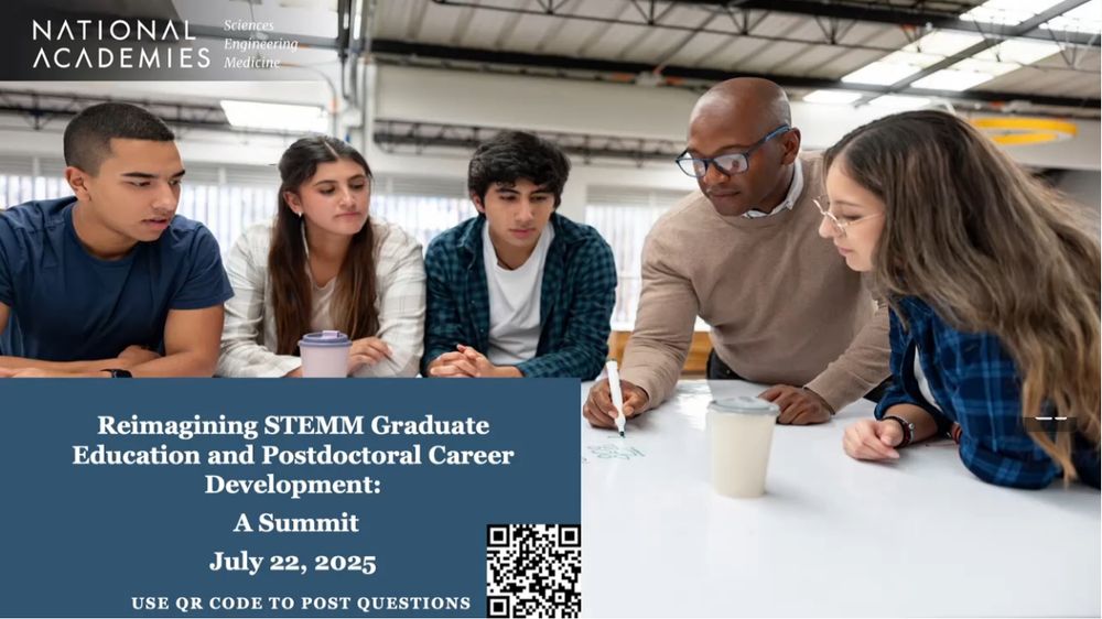 Screenshot of the NASEM "Reimagining STEMM Graduate Education and Postdoctoral Career Development: A Summit" intro slide for virtual attendees. 