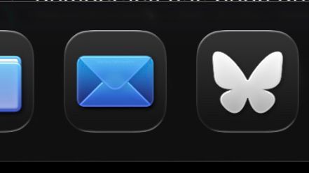 A screenshot of the iPad dock with blue Files and Mail icons next t o a grayed out Bluesky icon.