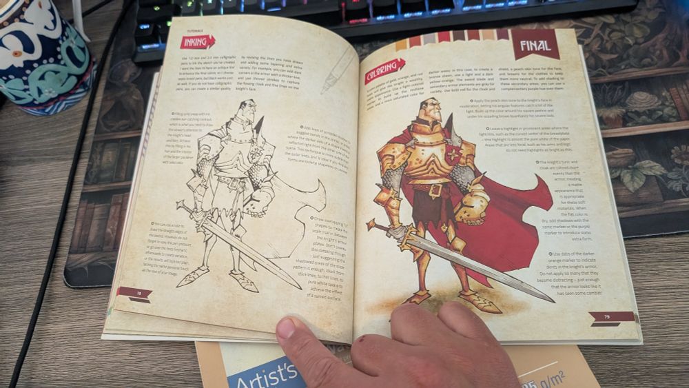 Excerpt from Beginners Guide to Fantasy Drawing showing some instructions on how to draw a knight