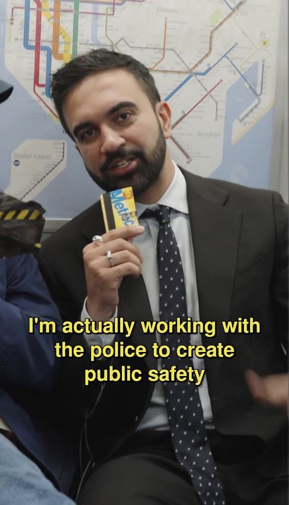 Screenshot of Zohran saying “ I'm actually working with the police to create public safety”