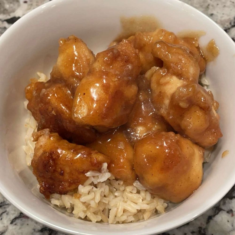 Gluten free orange chicken and brown rice