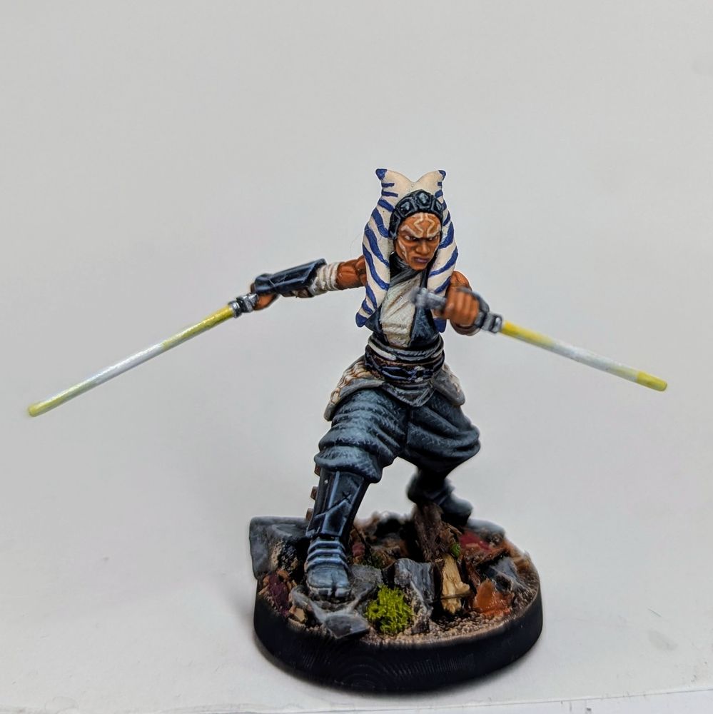 Miniature painted model of Ahsoka Tano.
