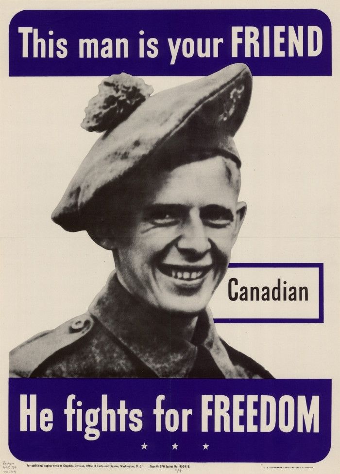 World War 2 poster of a Canadian soldier. 