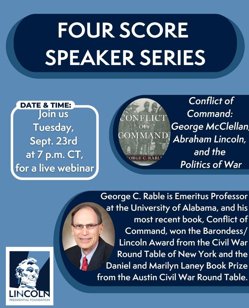 Announcement that there will be a virtual conversation at 7pm CT tonight between me and George C. Rable. 