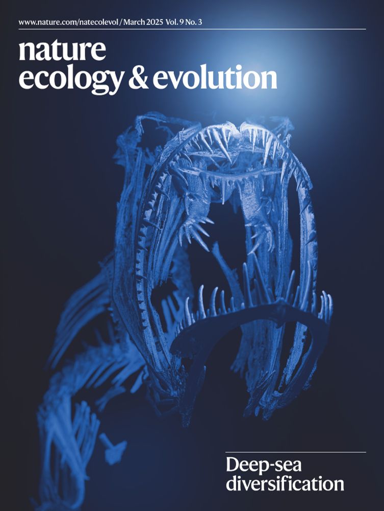 Cover image of the March issue of Nature Ecology & Evolution showing a micro-CT scan of a humpback anglerfish. The cover headline reads "Deep-sea diversification"