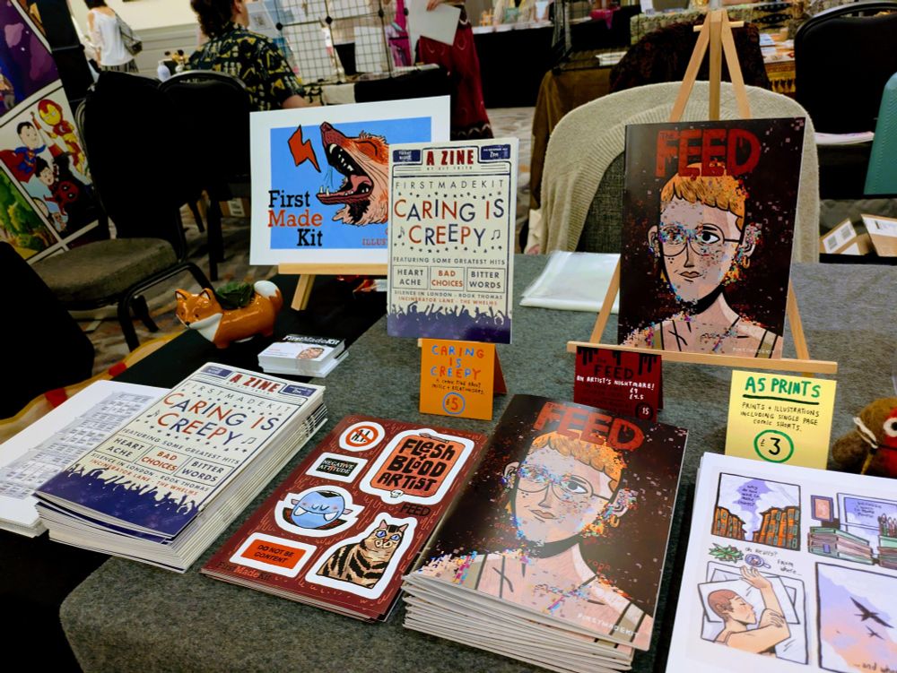 Photo of my exhibition table at the Sequential Scotland event.