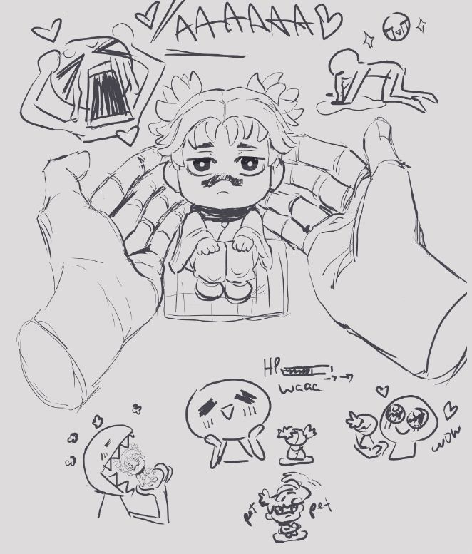 silly doodles of the artist expressing joy about the choso figure. 