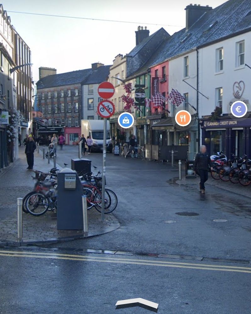 A street in the centre of Galway City where cycling is prohibited.