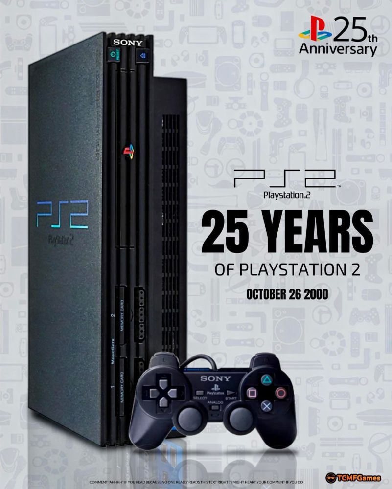 Playstation 2 25th anniversary post of the console and controller.