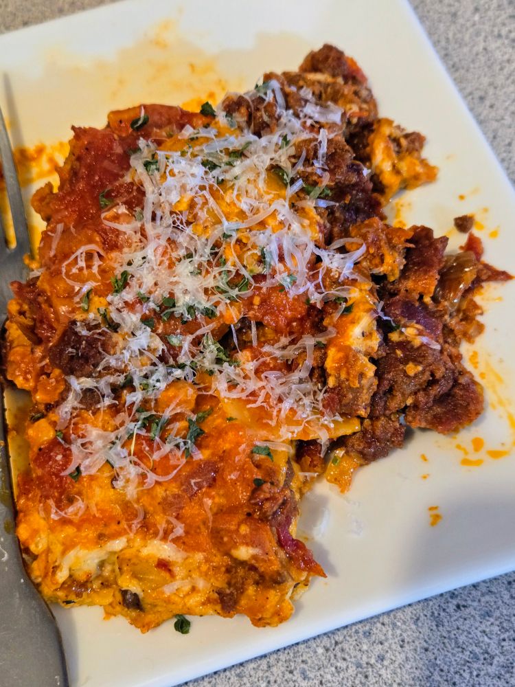 Homemade lasagna (visible second helping)