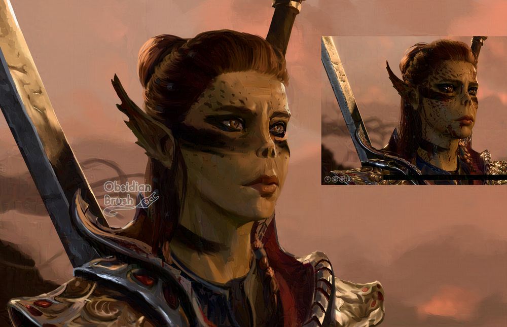 A study of Lae'zel at sunset
