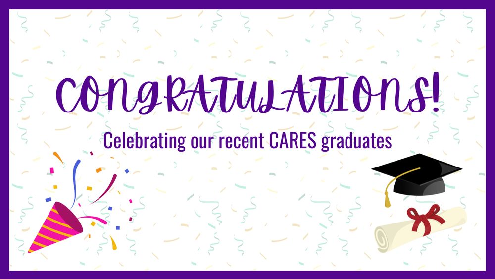 A card saying "CONGRATULATIONS" with cartoon images of a party popper and a graduate cap and diploma.