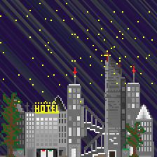 Pixel art cityscape
