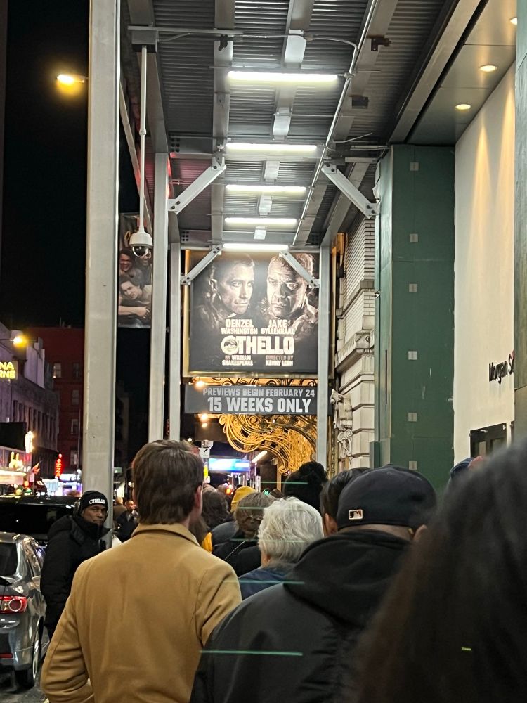 The marquis for Othello on Broadway starring Denzel Washington and Jake Gyllenhaal. 