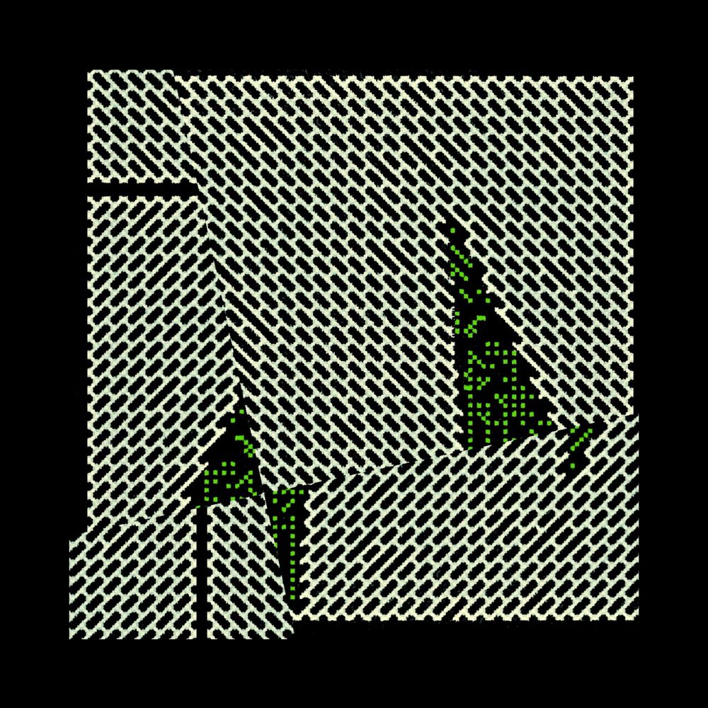 Computer Rendering of Abstract grid and trees. 
