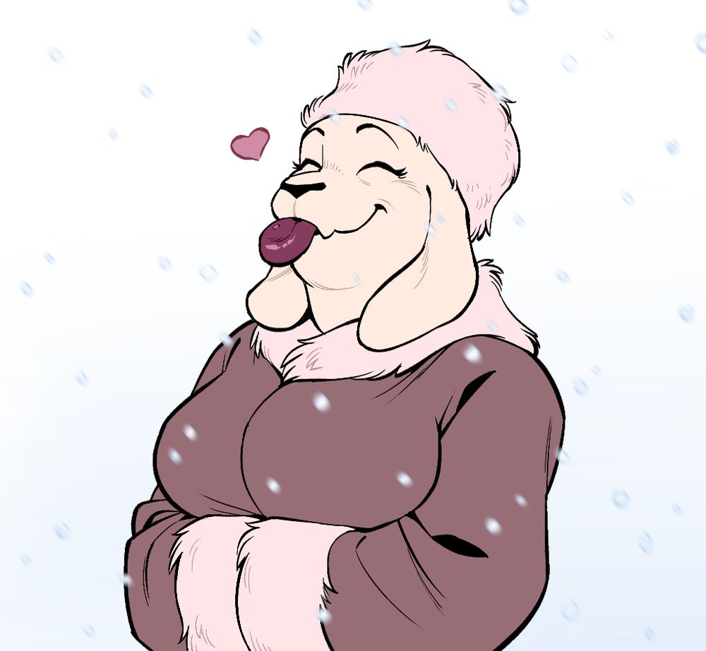 The camera zooms out to show Toriel in a snowy field, enjoying the calm moment of catching a cute little snowflake on her tongue.