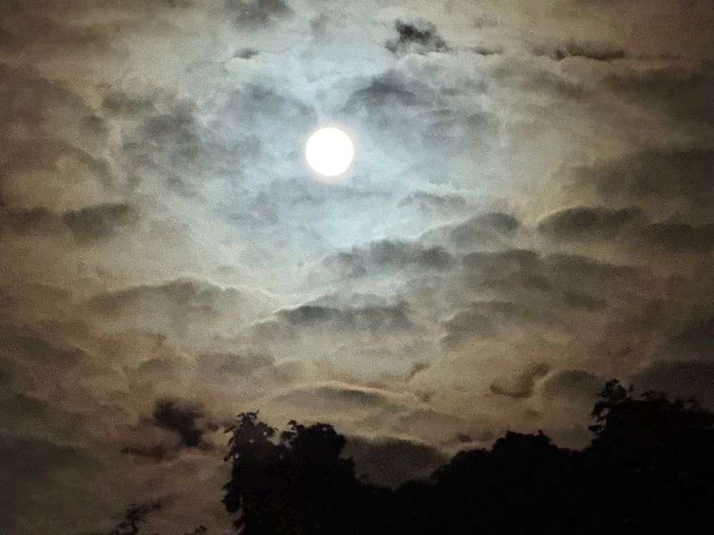September full moon in clouds 