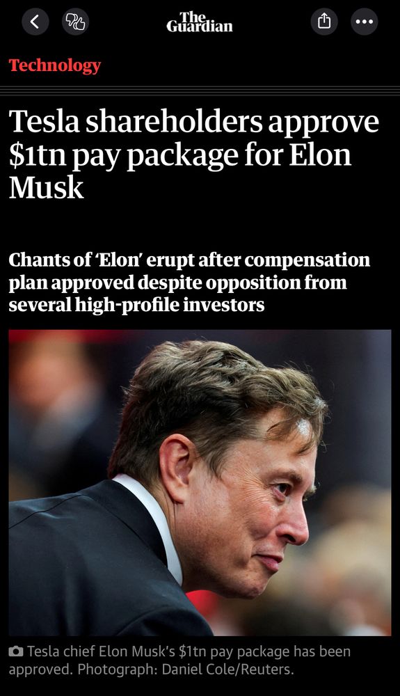 Tesla shareholders approve $1 trillion pay package for Elon Musk.