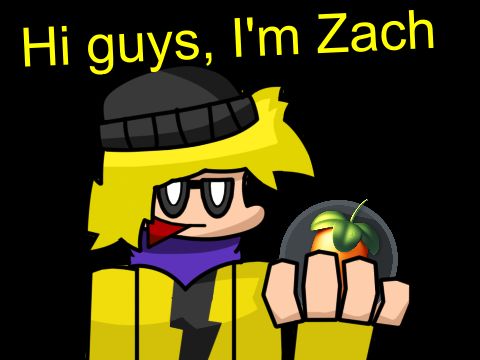 an image of one of the musicians of Charming Rage, ZachAttack945 holding FL Studio, saying "hi guys, i'm Zach"