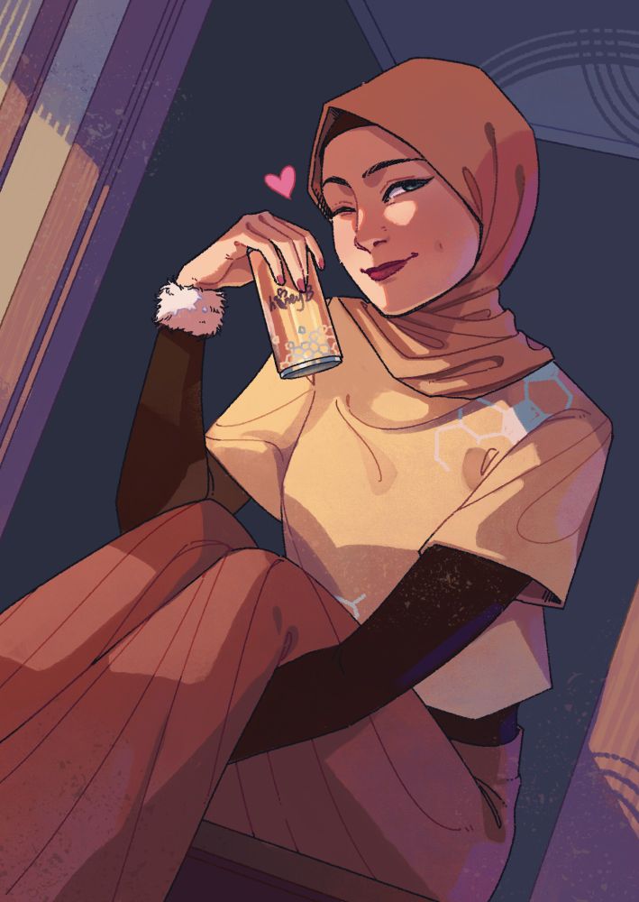 Digital drawing of a girl wearing hijab.