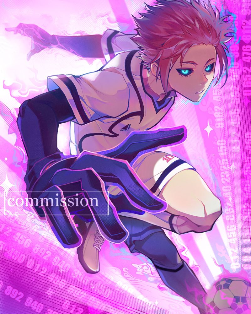 itoshi sae on a pink background with numbers