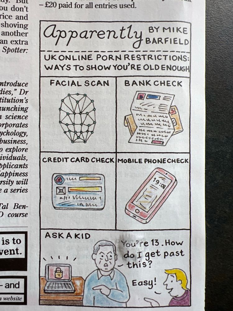 Private Eye cartoon showing ways to show you’re old enough to look at something mildly tittilating or sexual online.