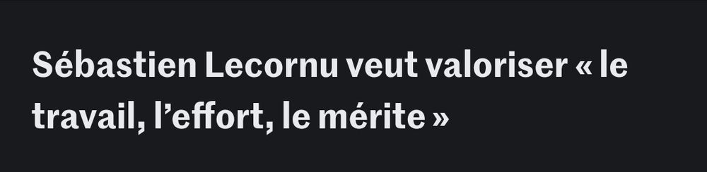 Lecornu veut valoriser le travail, l'effort, le mérite...