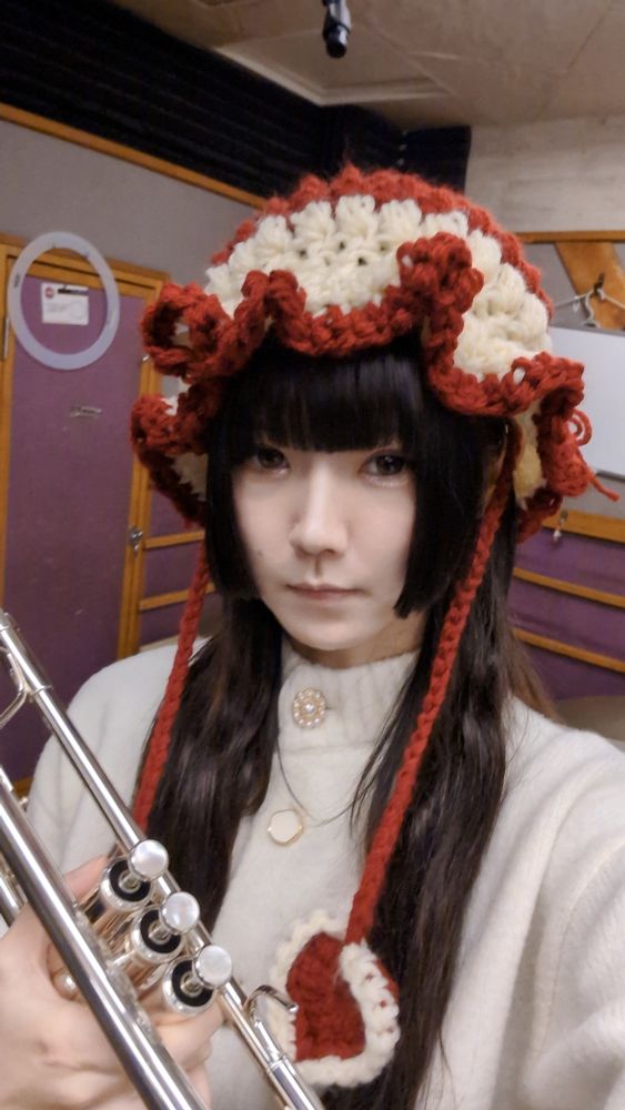 トランペットと自撮り