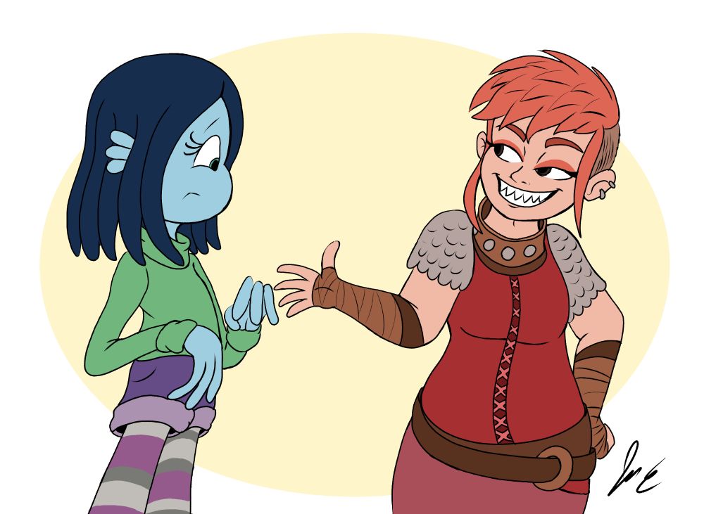 Nimona introducing herself to Ruby Gillman.

🎨 by jrockzart.bsky.social