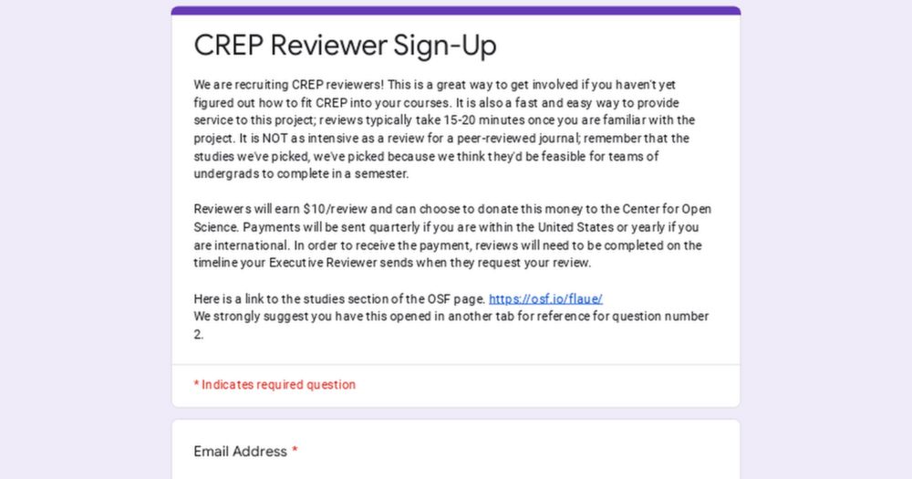 CREP Reviewer Sign-Up