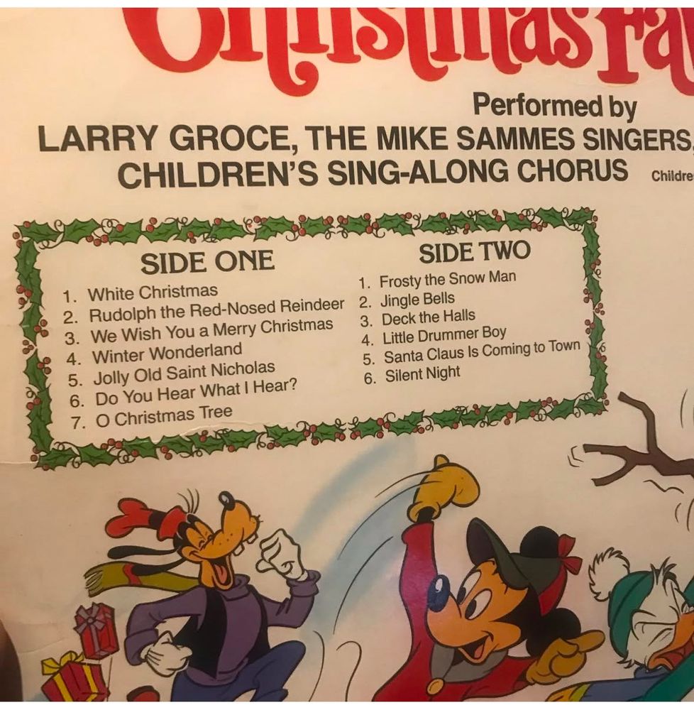 Album cover for Disney’s Christmas Favourites from 1979.