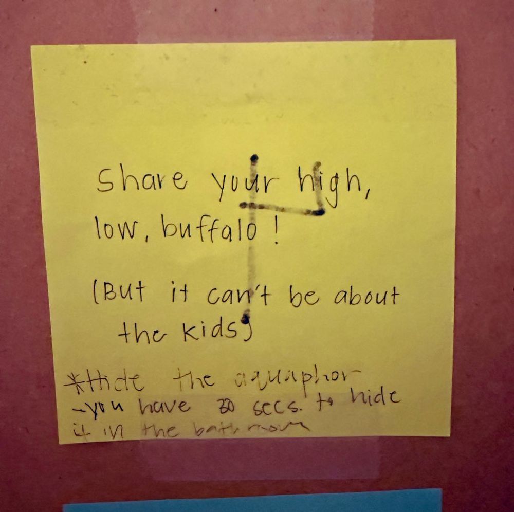 Share your high, low, buffalo! (But it can't be about the kids)

* Hide the aquaphor- you have 30s to hide it on the bathroom.