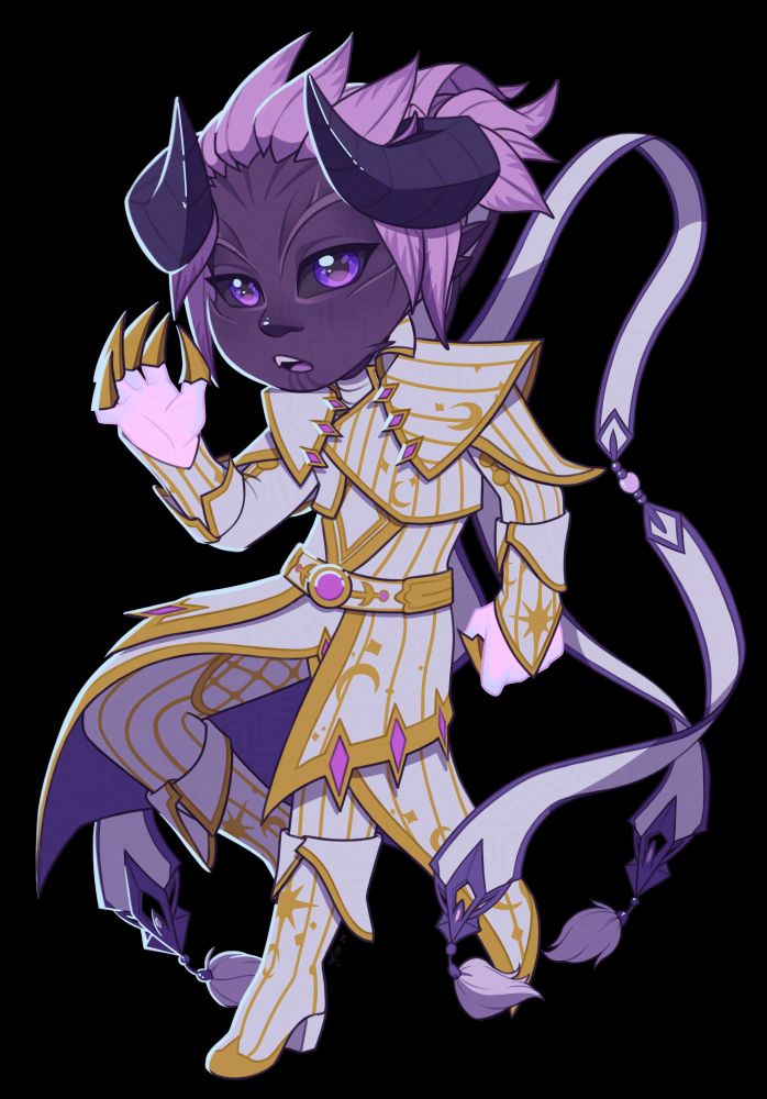 Purple Sylvari with white regal outfit. 