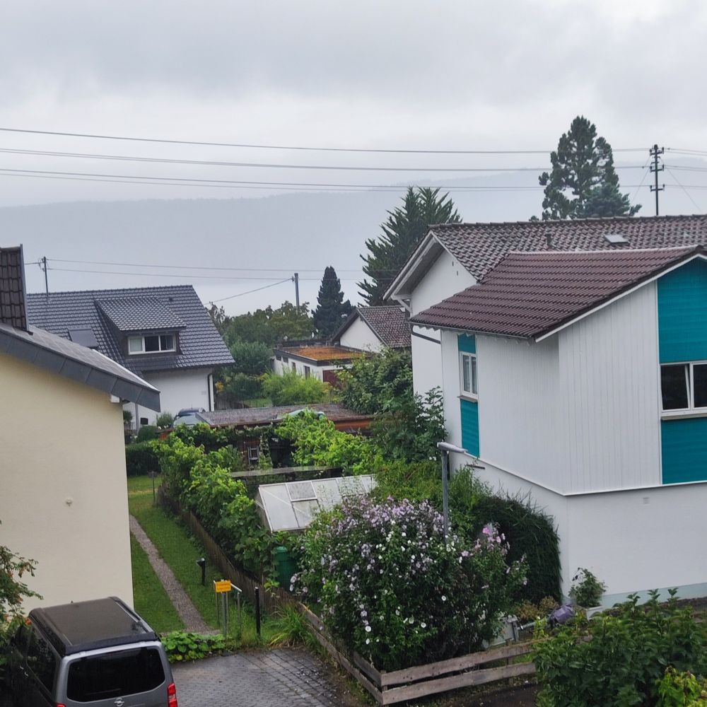 Ort am Bodensee, trüb und regnerisch,man sieht den Bodensee fast gar nicht