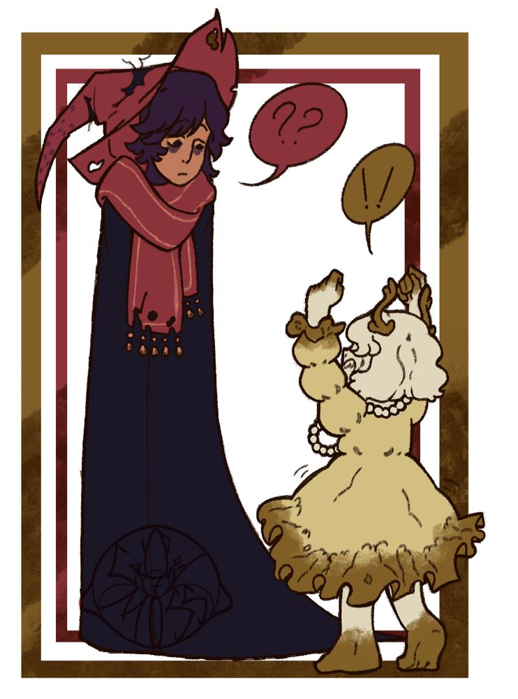 Cecil (the one in the black robe) is their oc and mold (the littler one) is mine, i imagine their energies being so different hehe just being little creatures 