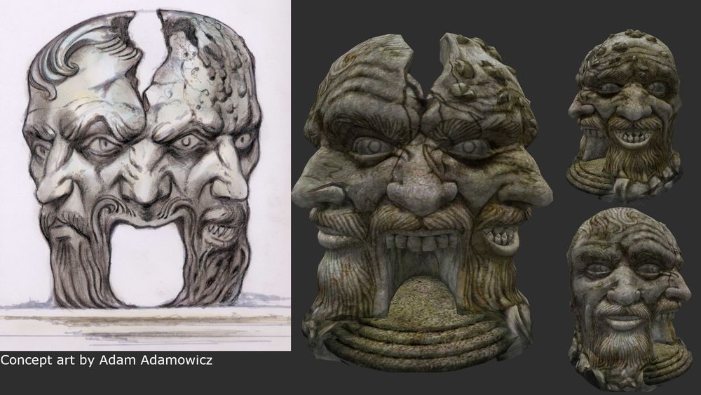 Concept art for Oblivion Shivering Isles "headgate01_6877410931_o.jpg" made by the late Adam Adamowicz, who did the concept art for The Elder Scrolls IV: Oblivion (and its DLC's), The Elder Scrolls V: Skyrim and a handful more.