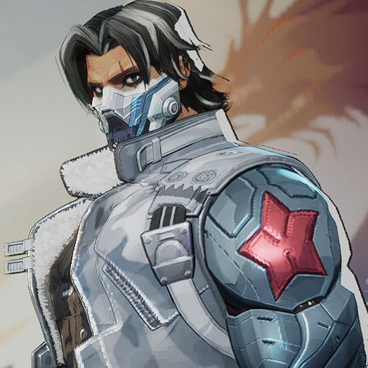 The Winter Soldier as he appears in Marvel Rivals, with his Winter's Veil skin equipped. It's mostly a black and white recolor of his standard outfit, but he also has what appears to be eye makeup on, which is new. He's in 3/4 profile, looking at the camera.