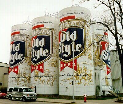 Grain silos at the Lacrosse Wisconsin Old Style brewery known as the World’s Largest Six-pack