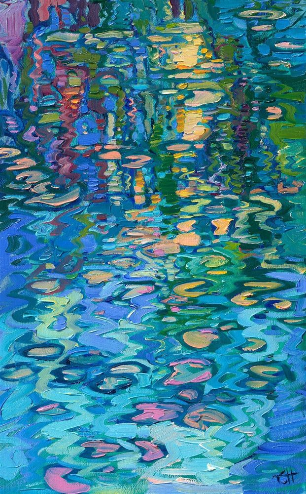 Lilies on Green
Original Oil Painting
by Erin Hanson, 2024
16 x 10 in

Wavy lines of reflected weeping willows dance upon the surface of Monet's water lily pond. This petite painting captures the beautiful light of France with impressionistic brushstrokes alive with color and texture.
https://www.erinhanson.com/portfolio/lilies-on-green
