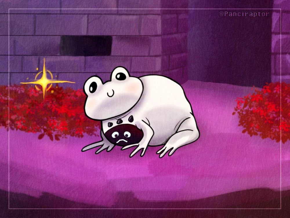 Digital fanart of Froggit, a frog-like monster from Undertale. 
