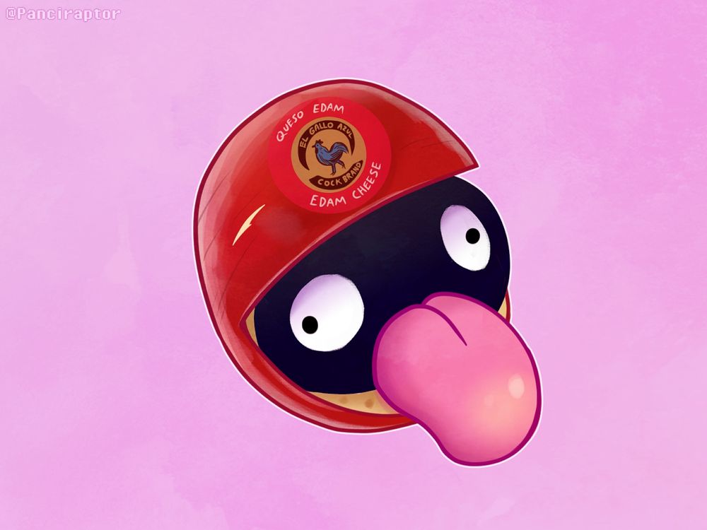 Digital fanart of the Pokémon Shellder in the shape of an Edam cheese or "ball cheese".