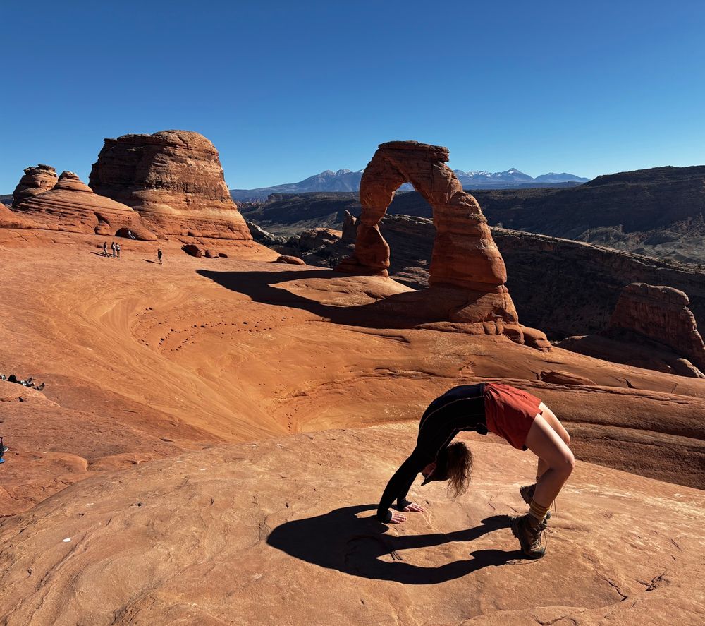 Embarrassingly doing a backbend in front of delicate arch on Halloween because nothing is scarier than public humiliation. 