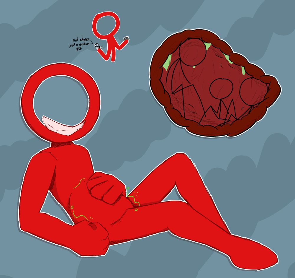 the dark lord from animator vs. animation with three shrunken stick figures in his stomach