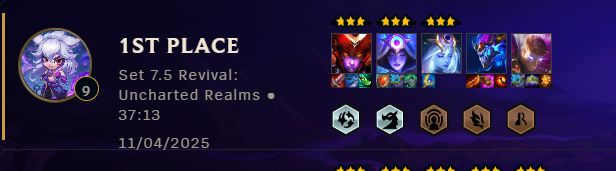 a graph showing tft league matches noting the 3 star dragon unit 