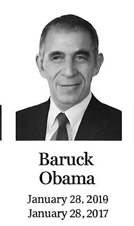Screenshot of a ChatGPT response to a request for a table of recent US presidents. It shows a composite image of an old white man who of supposed to be Barack Obama. Text underneath reads ‘Baruck Obama. January 28, 2010-January 28, 2017’