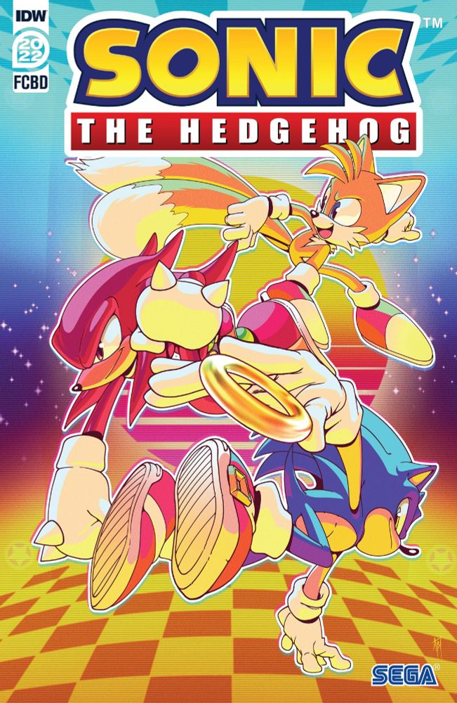 The cover to the Sonic the Hedgehog 2022 Free Comic Book Day special. Art by Adam Bryce Thomas featuring Sonic, Knuckles, and Tails. I was the editor on Sonic at IDW from 2018-2023, as well as writing some additional materials for the book, including a recap back-up story in this very issue! 