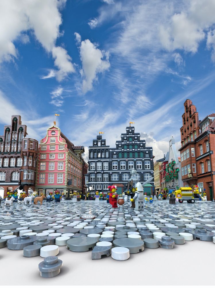 Custom Lego model of buildings Am Sande, Lüneburg, Germany, by Benjamin Albrecht from https://albrick.de #lego #legomoc
